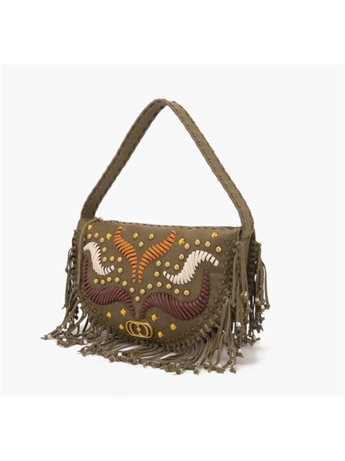 jungle fringe shoulder bag synt LA CARRIE | 151C-DB-870-TBTUMBLED MUD FANGO